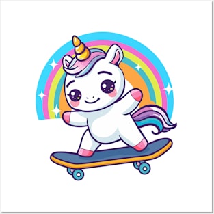 Unicorn Skateboarding Posters and Art